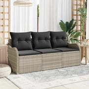 Set Divano da Giardino 3 pcs Grigio chiaro polyrattan
