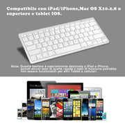 Trade Shop - Tastiera Bluetooth Per Pc Samsung Smartphone Apple Tablet Ipad Wireless Keyboard -