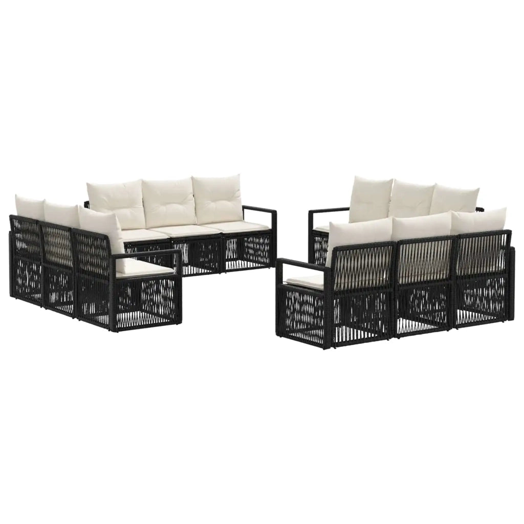 Set Divano da Giardino 12 pz Nero polyrattan 3435661