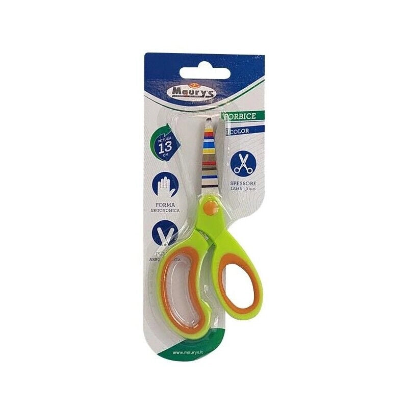 FORBICE BICOLOR CON PUNTA ARROTONDATA 13 CM CON MANICO IN PLASTICA BICOLOR