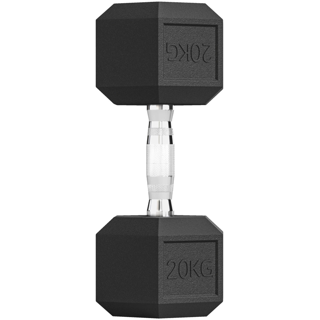 Manubrio Esagonale 20kg ¨C Minimal ¨C Acciaio e Gomma Nero