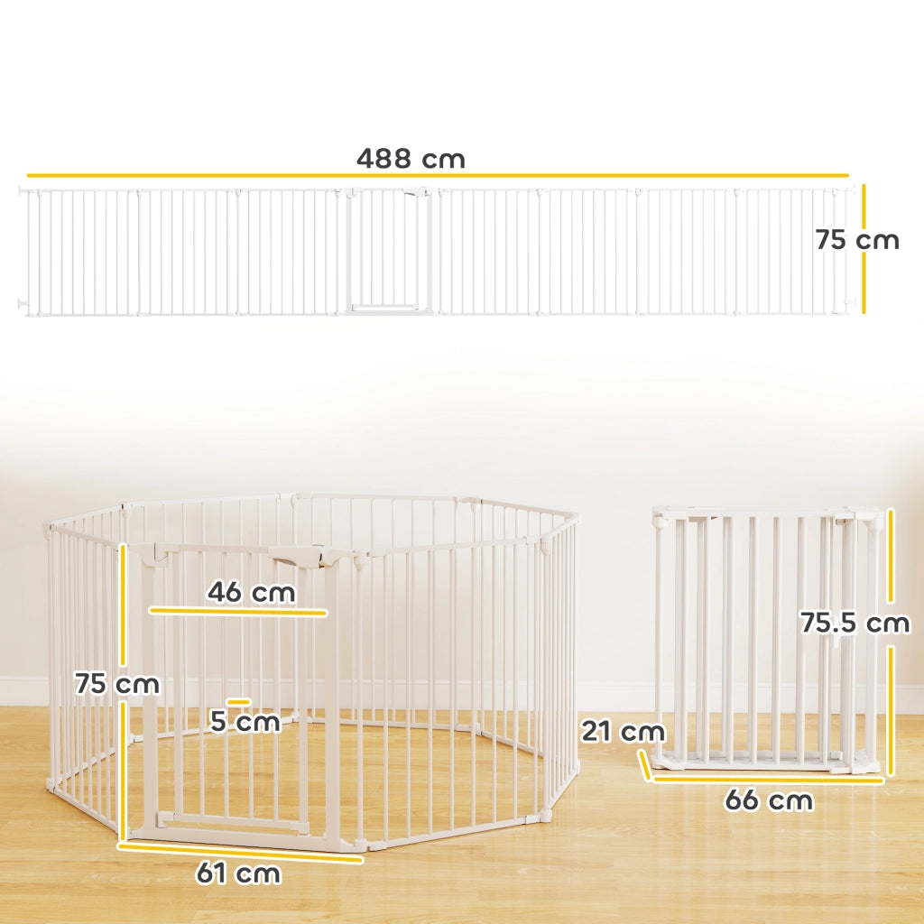Recinto per Cani 8 Pannelli ¨C Xylo ¨C Acciaio ABS Bianco 61x75cm