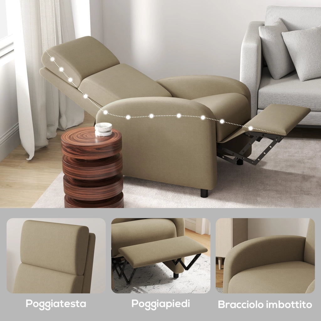 Poltrona Relax Reclinabile con Poggiapiedi ¨C Xylo ¨C Tessuto Beige
