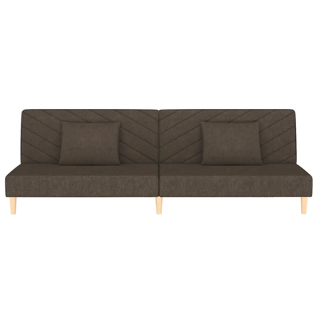 Divano Letto a 2 Posti con 2 Cuscini-Sofa Letto 2 Posti-Daybed Marrone in Tessuto