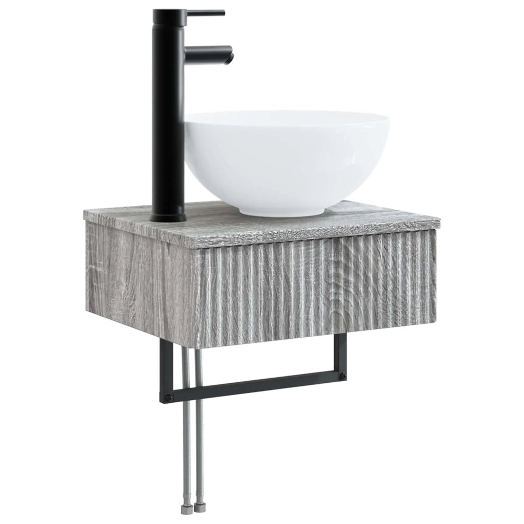 Set di mobili per il bagno 5 pz Sonoma grigio 3407244