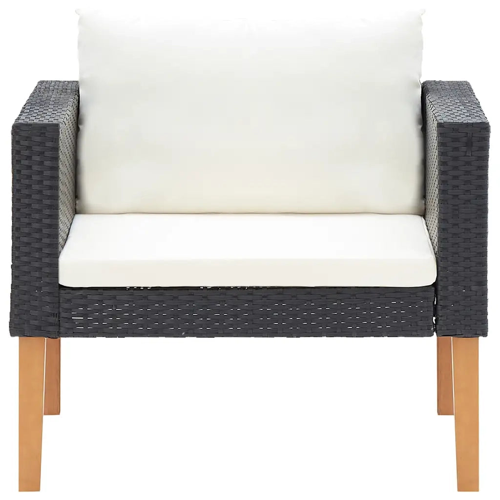 Divano da Giardino Singolo con Cuscini in Polyrattan Nero 310220