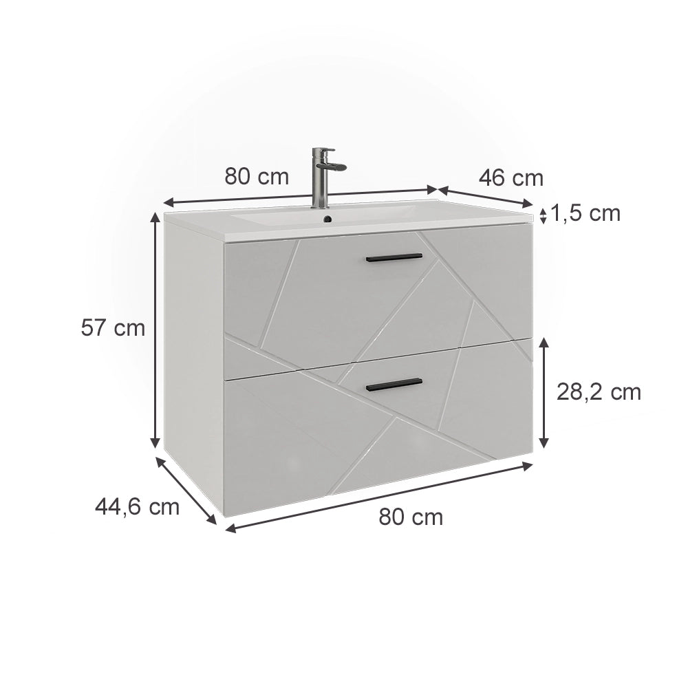 Vicco Set di mobili da bagno Bianco/bianco lucido 2 parti