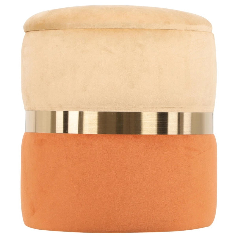 Set di 2 Pouf Contenitore Bicolore Jolene Beige/terra Di Siena 37x37x42