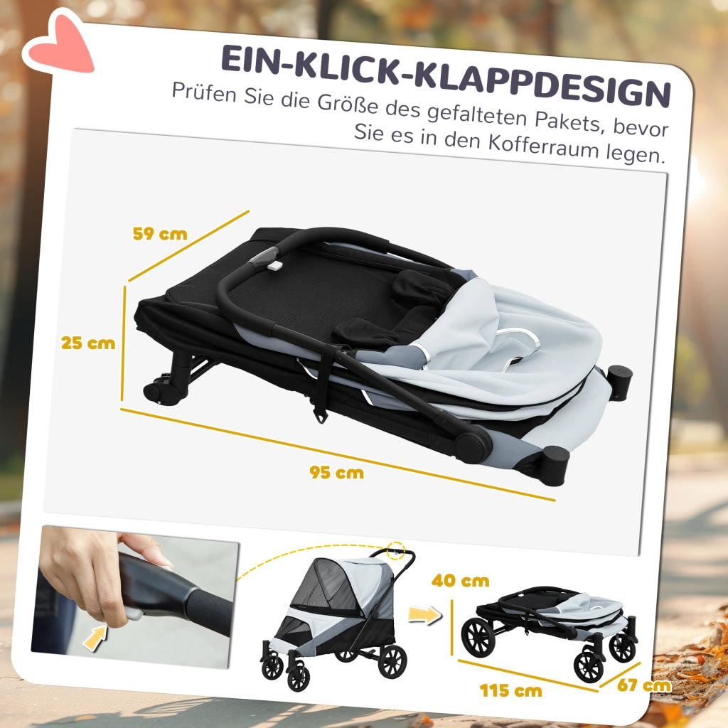 Carrello per Cani Pieghevole ¨C Minimal ¨C Grigio