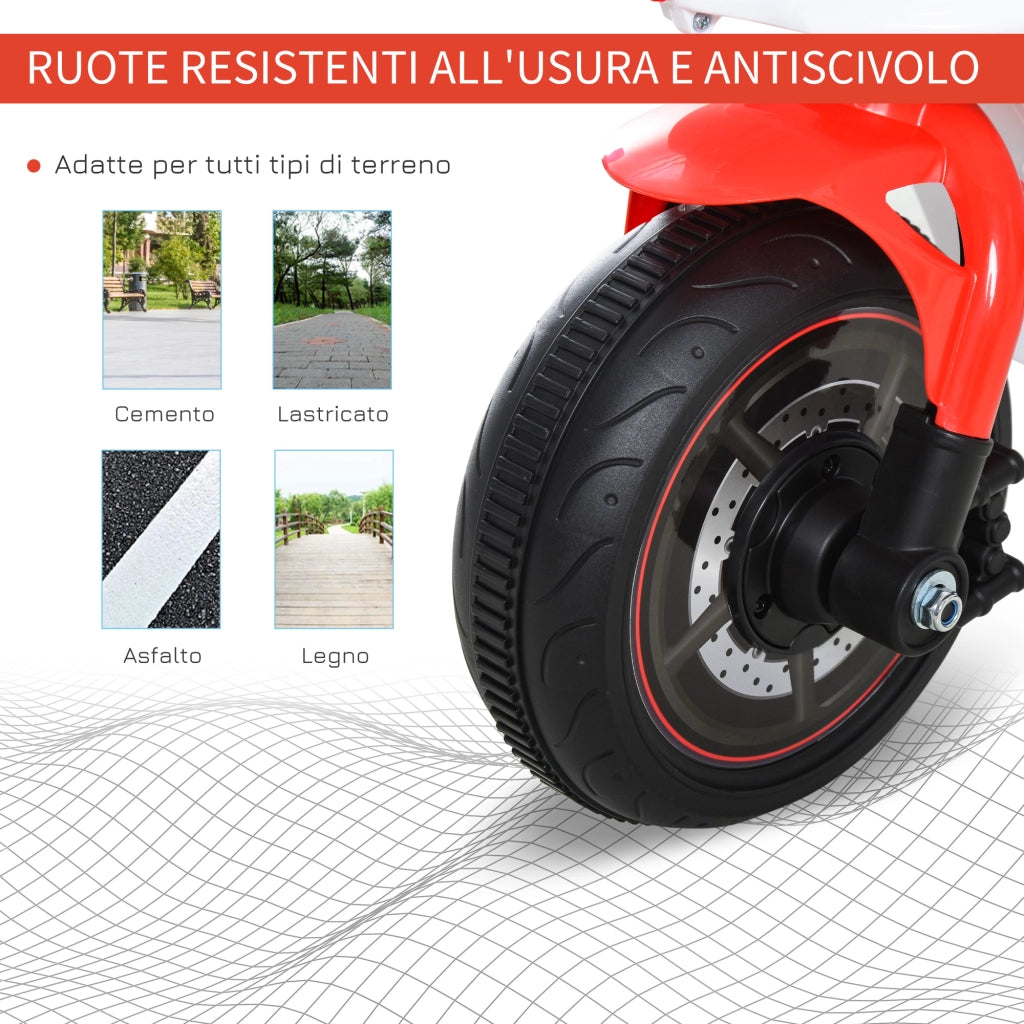 Moto Giocattolo a 3 Ruote per Bambini ¨C Minimal ¨C Bianco e Rosso