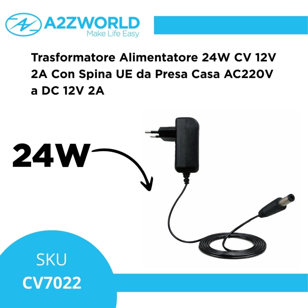 Trasformatore Alimentatore 24W CV 12V 2A Con Spina UE da Presa Casa AC220V a DC 12V 2A