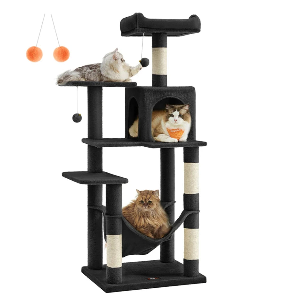 Albero per gatti con amaca torre da gioco 143 cm grigio chiaro 12_0003852