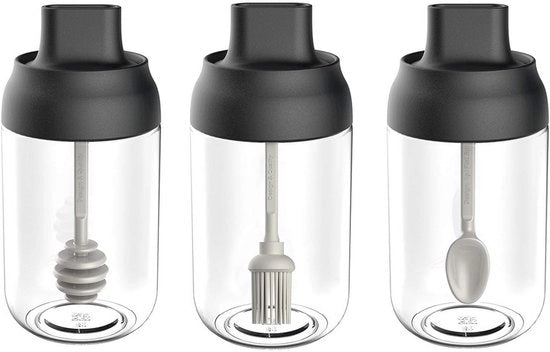 Set di 3 contenitori per conservanti con coperchio e cucchiaio - 250 ml