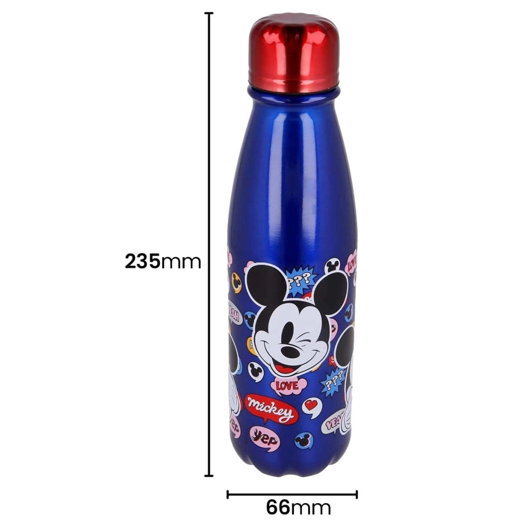 Bottiglia d'acqua da 600 ml con beccuccio versatore e tappo di sicurezza Blu Mickey Mouse