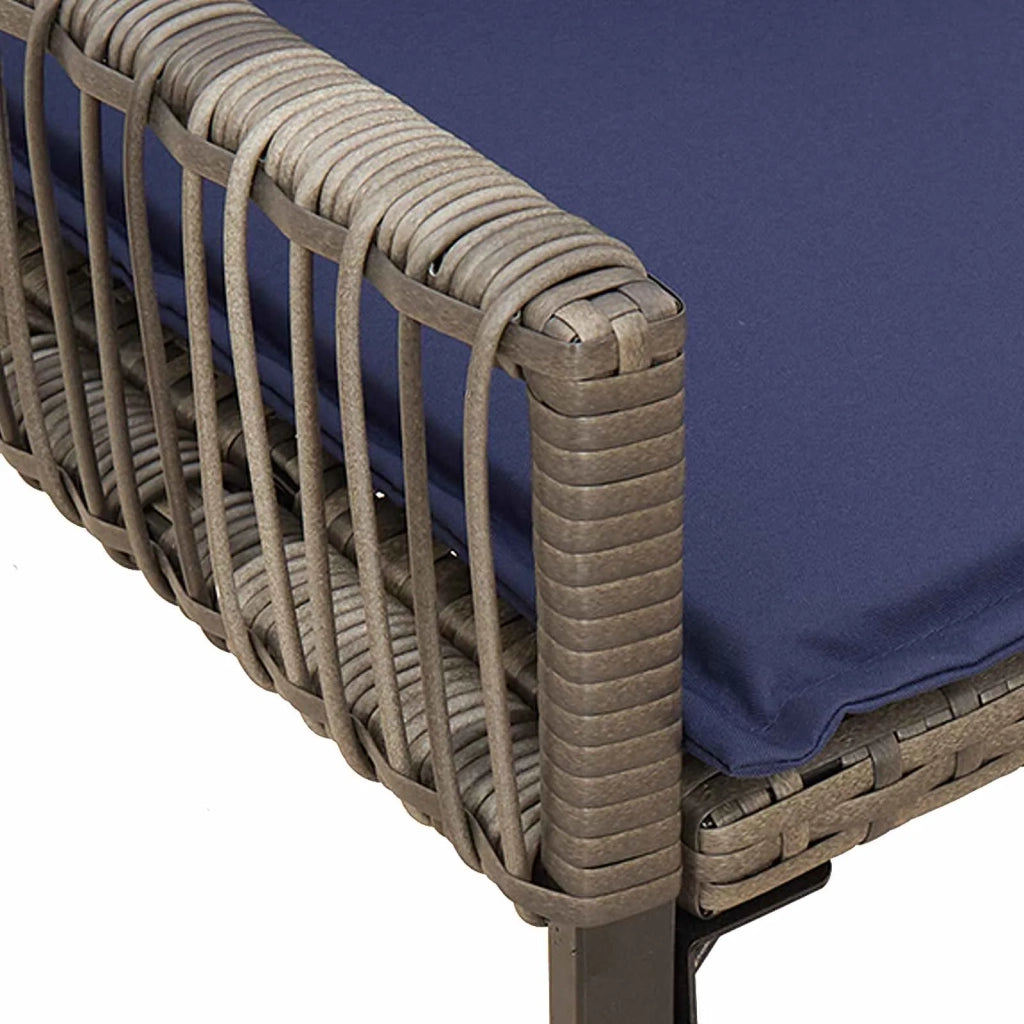 Panchina da esterno 4 pcs Grigio e Blu Navy polyrattan 42025162