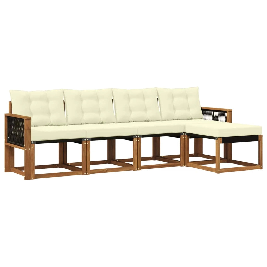 Set di divani da esterno con cuscino 5 pcs Naturale e Crema 3381886