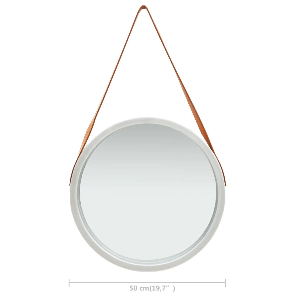 Specchio da Parete con Cinghia 50 cm Argento 320366