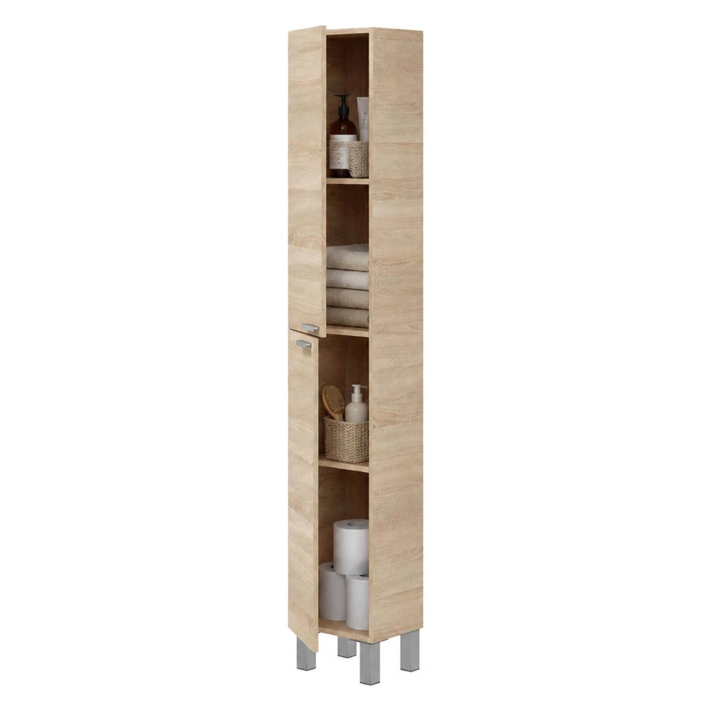 Nin, Mobile Colonna 3 Ripiani, 30x25x182h cm Marrone Rovere