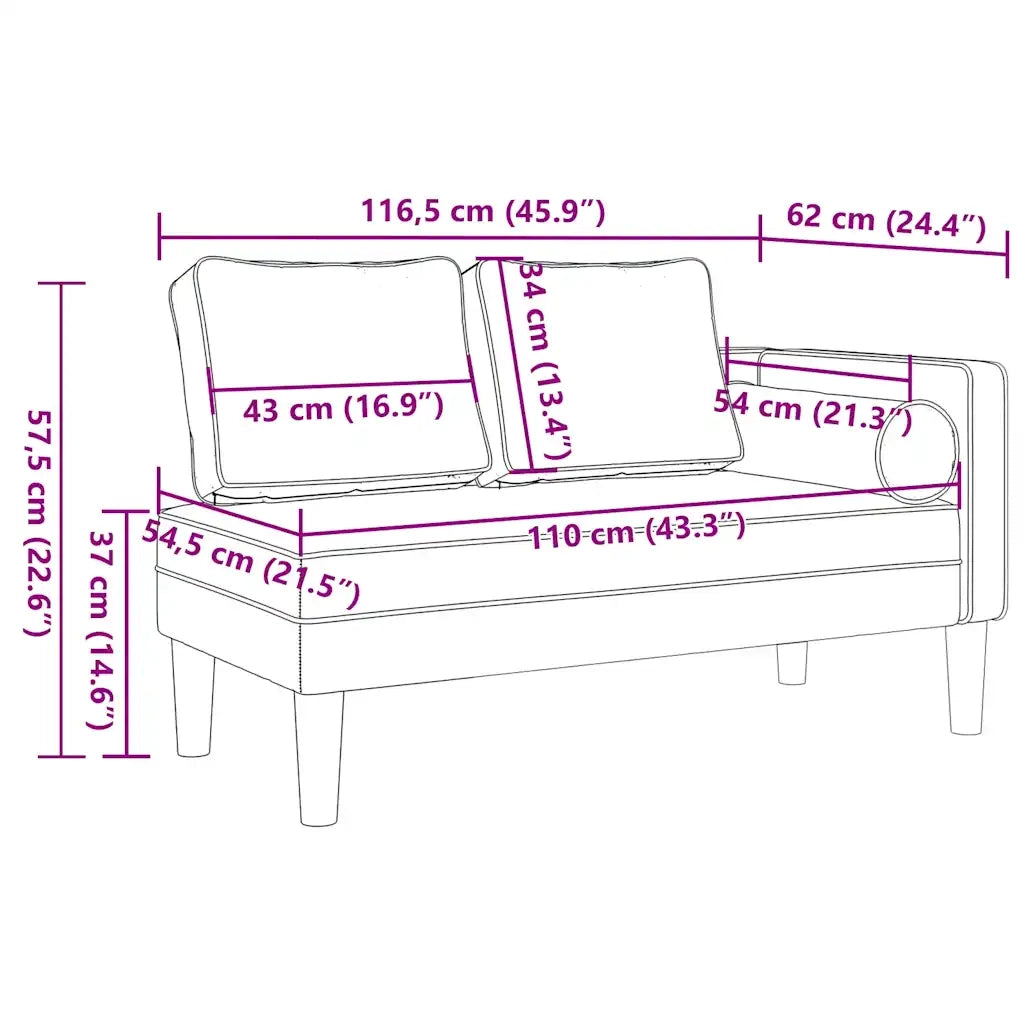 Chaise Longue con Cuscini Blu in Velluto 4007570