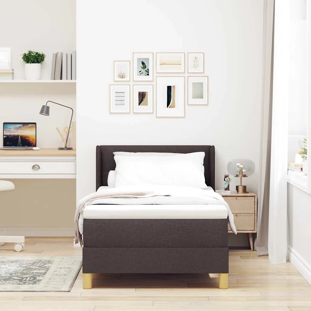 Letto a molle con materasso Marrone Scuro 200 x 100 cm Tessuto 3341282