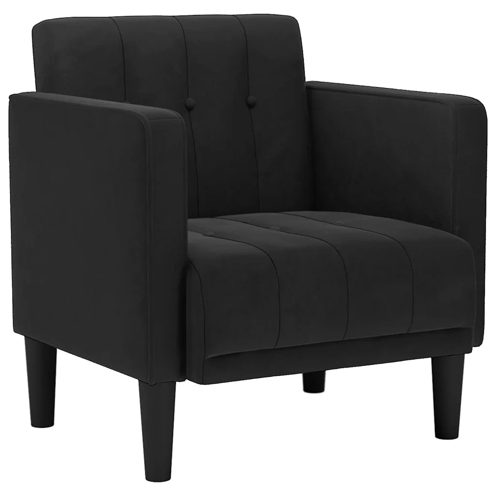 Divano Poltrona | Sedia con Braccioli Nero 53 cm in Velluto