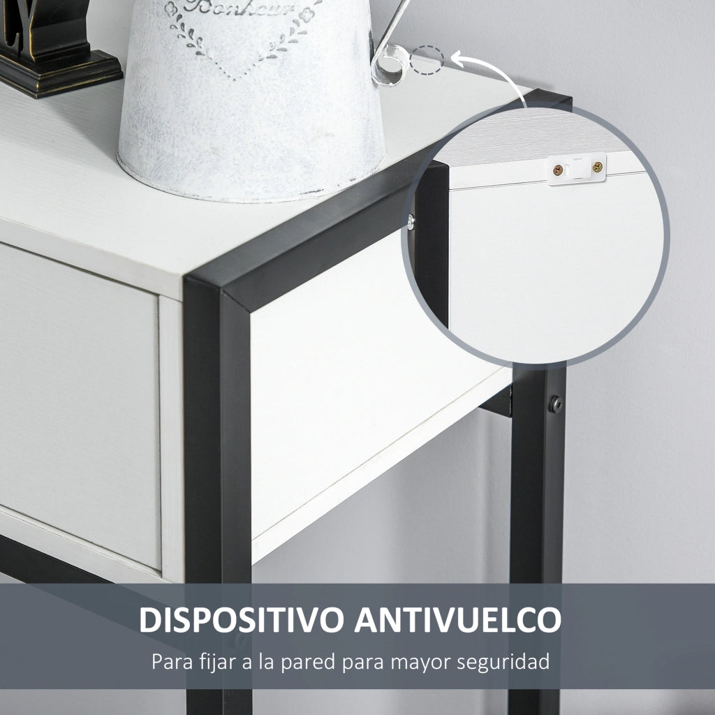 Consolle con 2 Cassetti e Gambe Regolabili ¨C Minimal ¨C Bianco e Nero 120x34x81 cm
