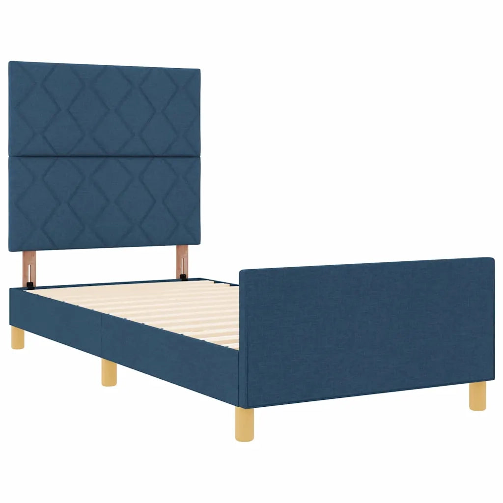 Struttura del letto con testiera Blu 100 x 200 cm Tessuto