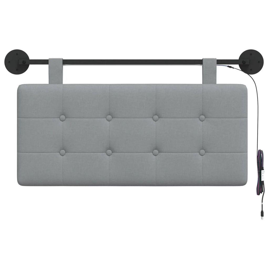 Testiera sospesa Con luce LED Grigio Chiaro Tessuto 3424366