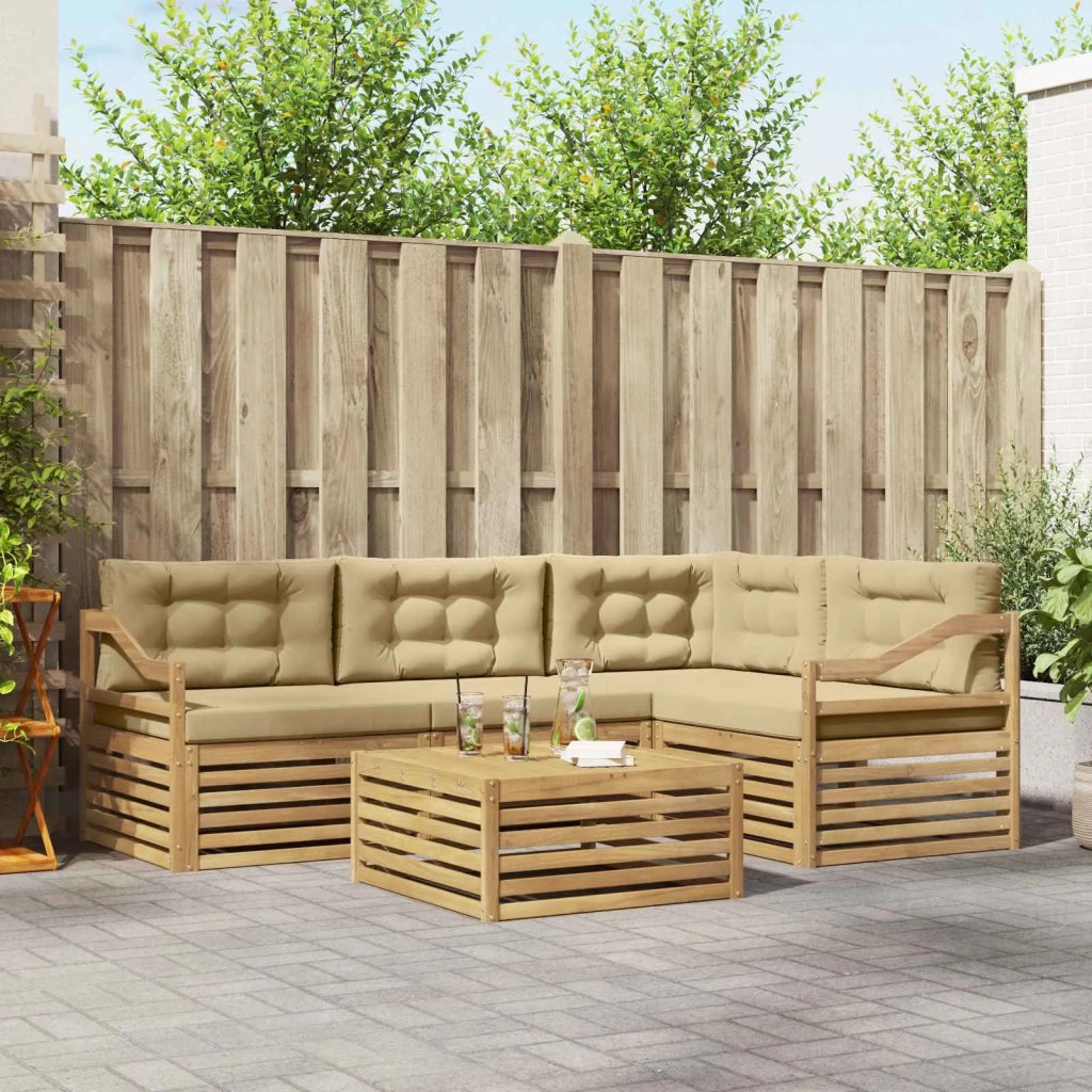 Set di divani da esterno 5 pz Bianco e Beige Poliestere 3390463