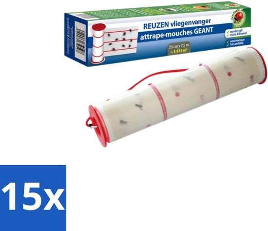 Veloce Cattura Mosche - 7,5 × 0,25 m - Confezione in Bulk - 15 pezzi
