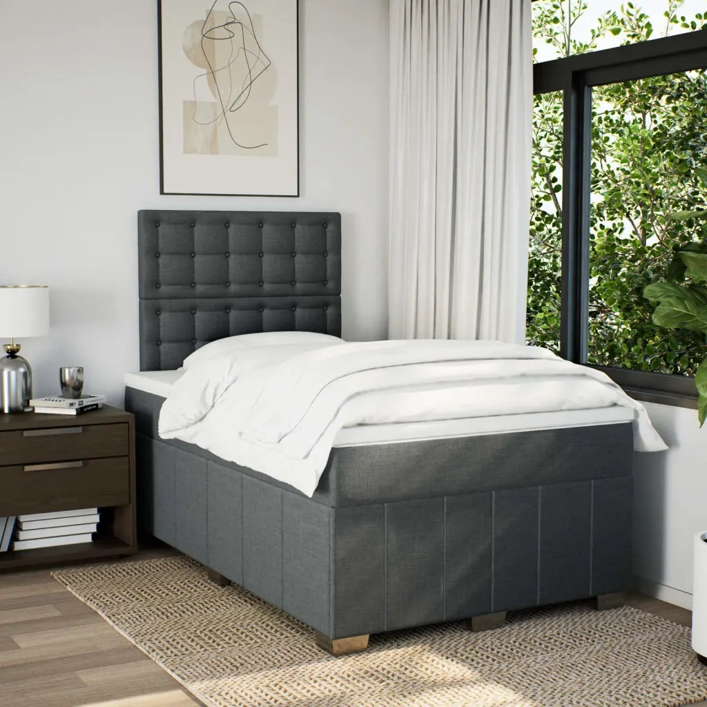 Giroletto a Molle con Materasso Grigio Scuro 120x200 cm Tessuto