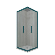 Box doccia angolare scorrevole 100x110 CM H 200 Vetro Trasparente Profilo Verde Night Watch mod. Kolors