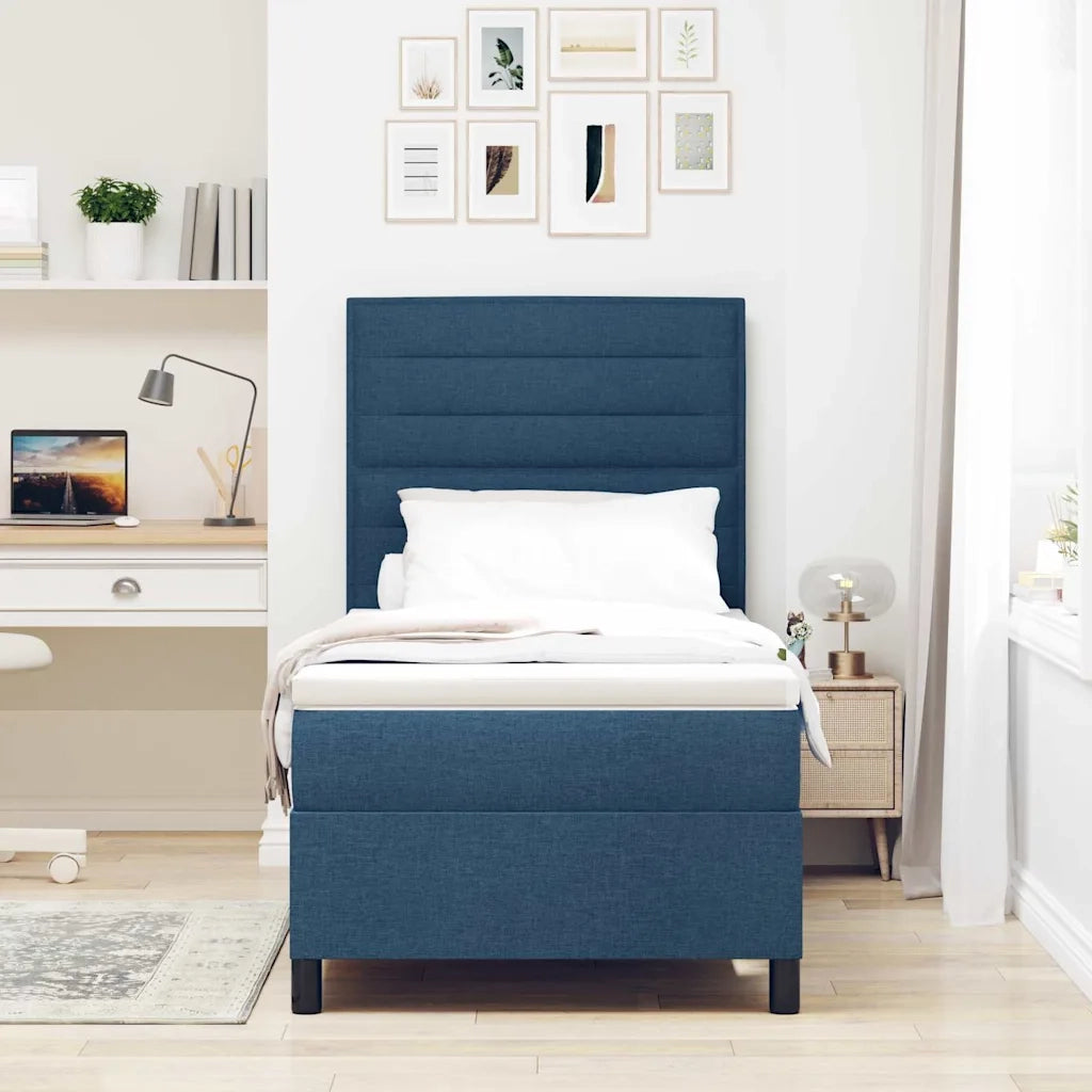 Letto a molle con materasso con led Blu 90 x 190 cm Tessuto
