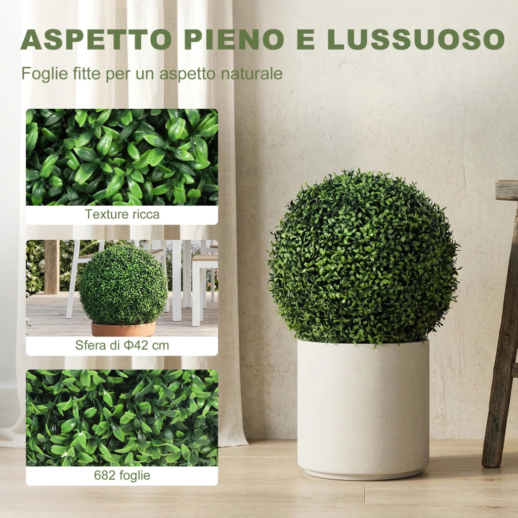 Topiaria Artificiale Bosso ¨C Minimal ¨C Verde 42 cm
