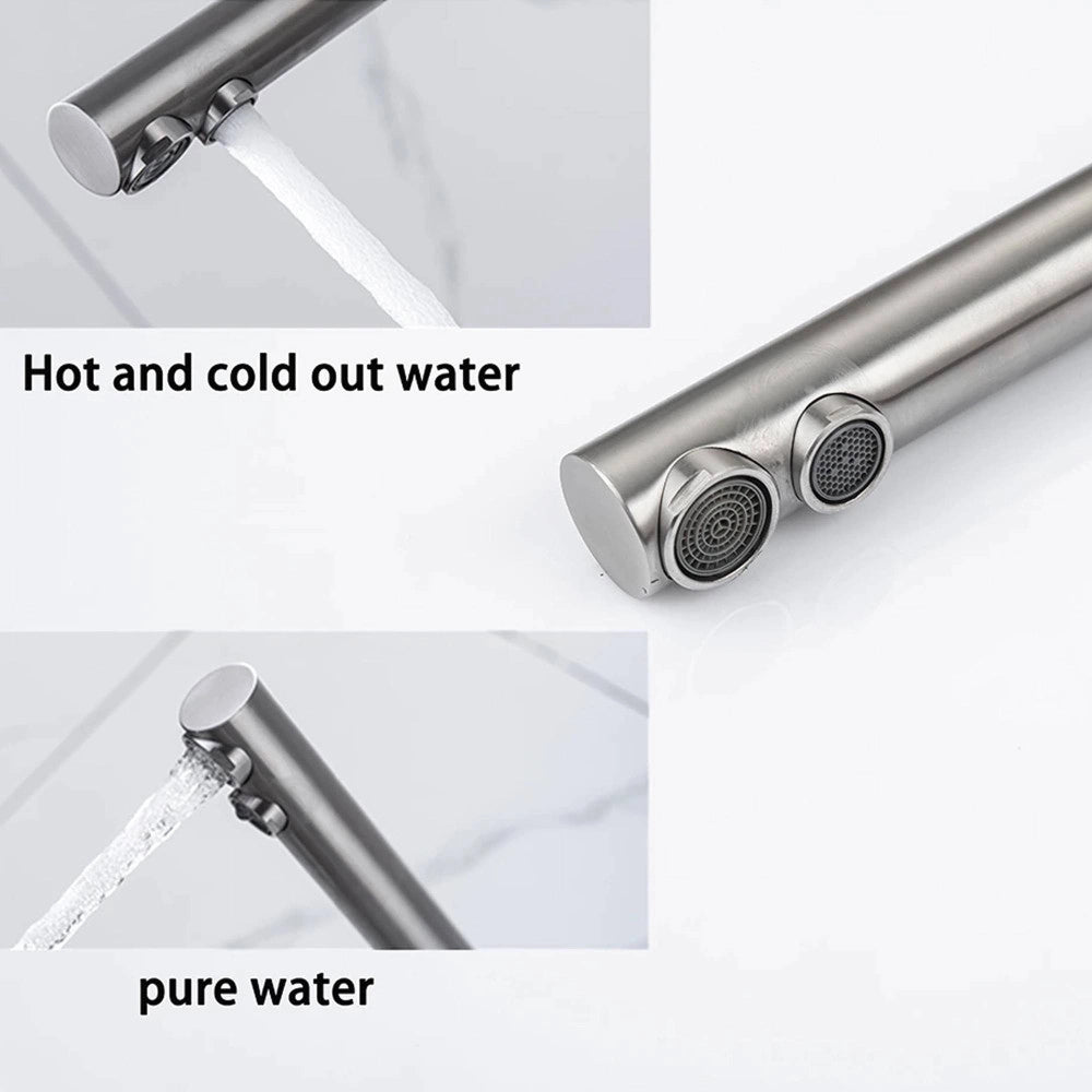 Trade Shop - Rubinetto Monocomando Lavello Cucina 3 Vie Acqua Fredda E Calda Girevole 360° -