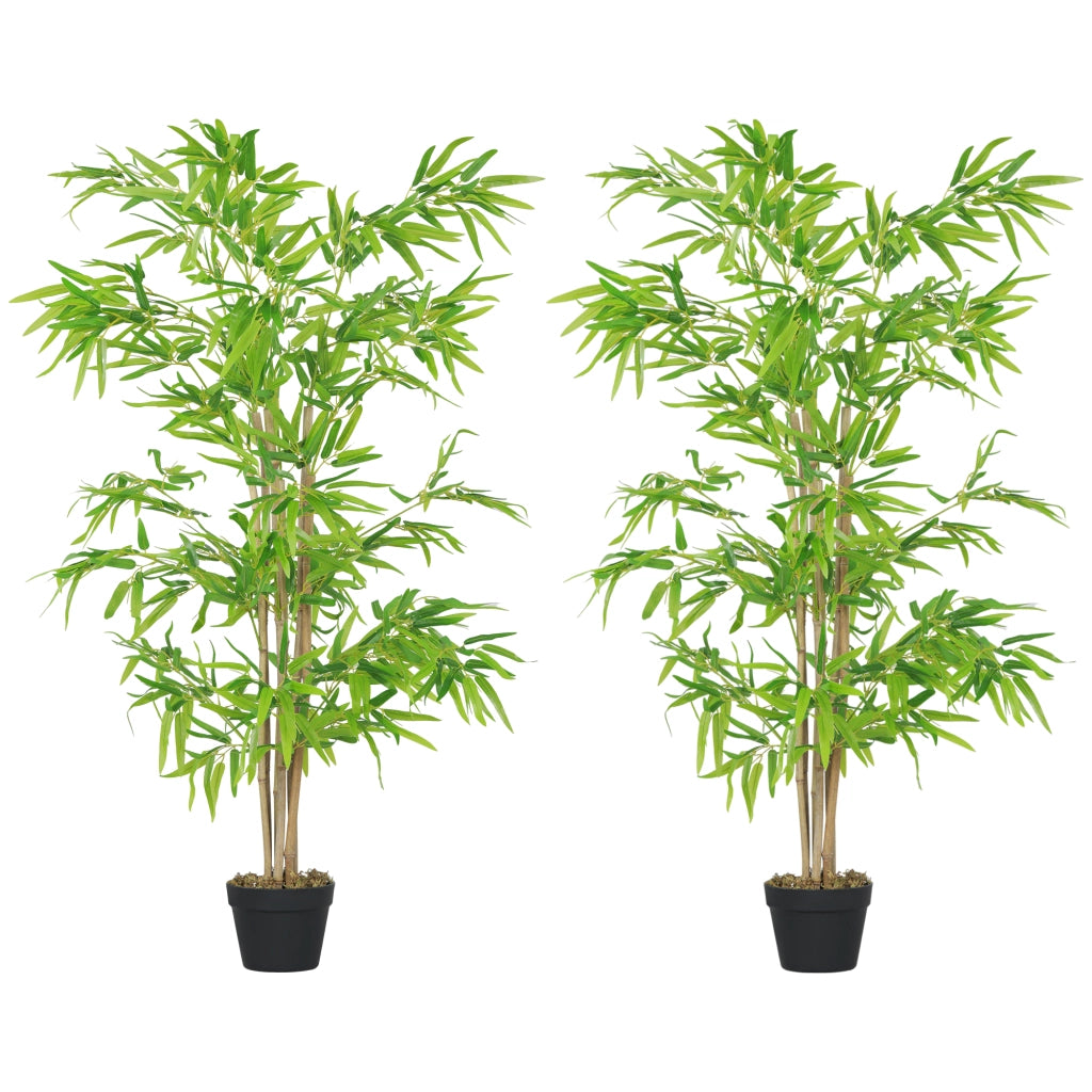 Bamb¨´ Artificiale 2 Pezzi ¨C Minimal ¨C 1.5m Verde Nero con Vaso