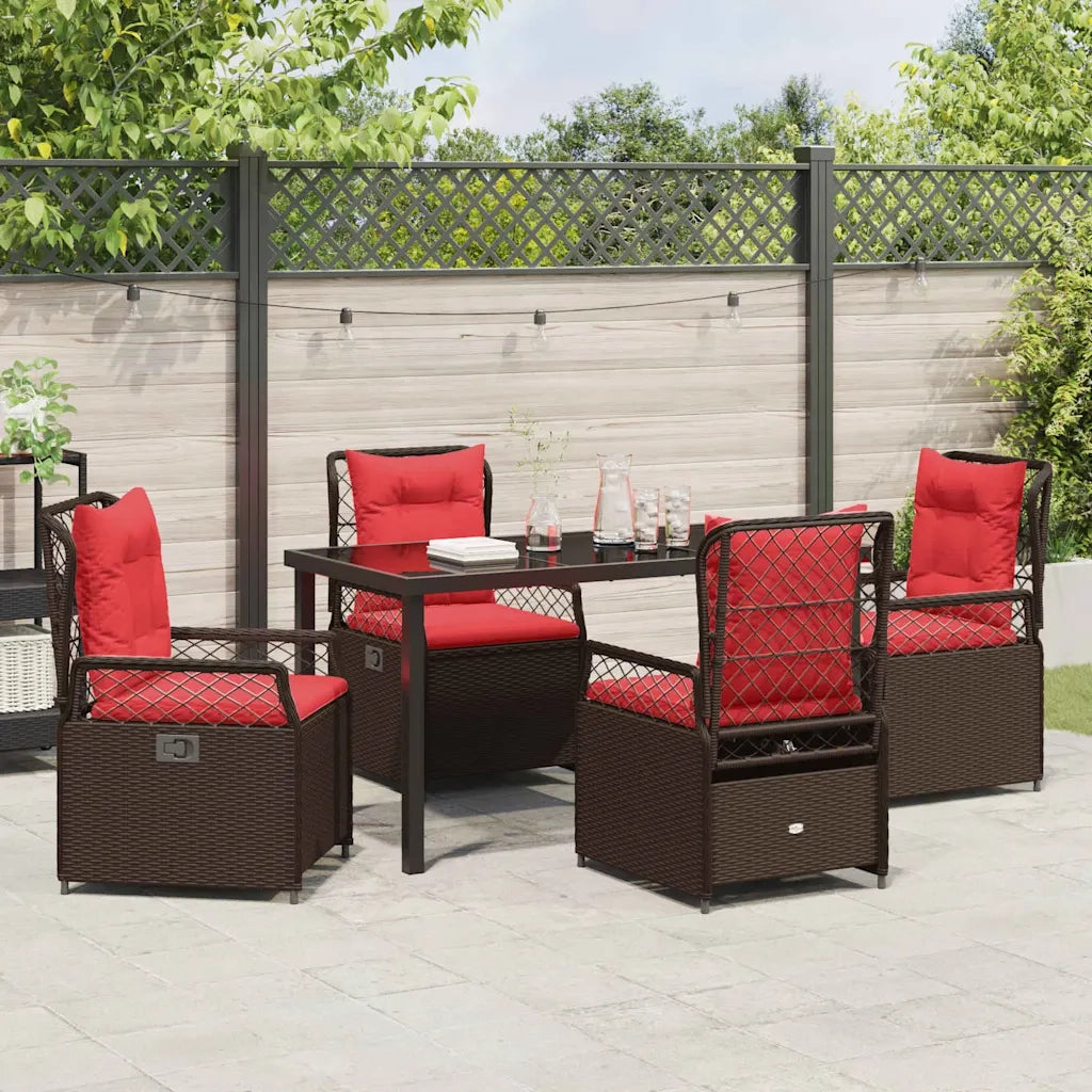 Set da Pranzo per Giardino 5 pcs Marrone polyrattan 3381046
