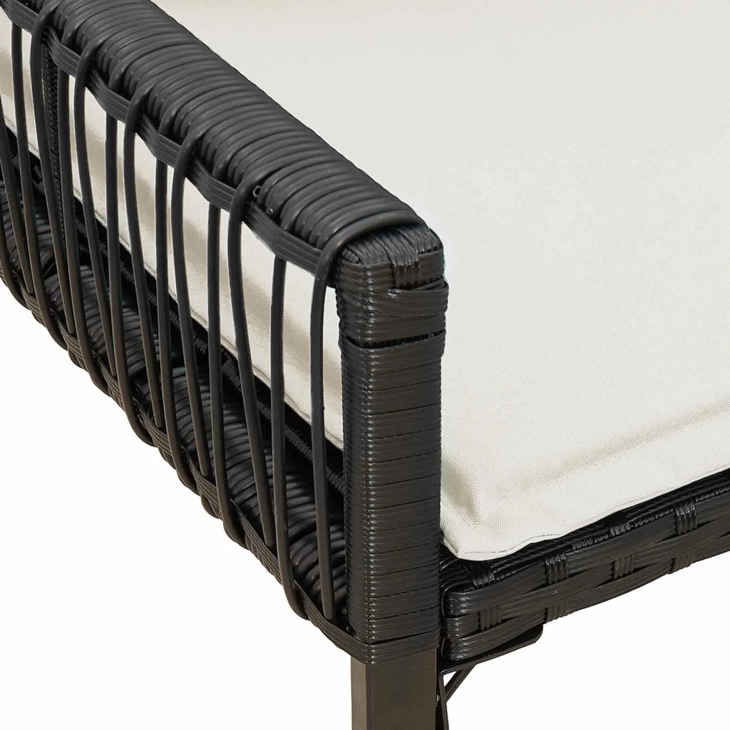 Panchina da esterno | Panchina da Giardino | Panca da Giardino 4 pz Nero e Bianco Crema polyrattan