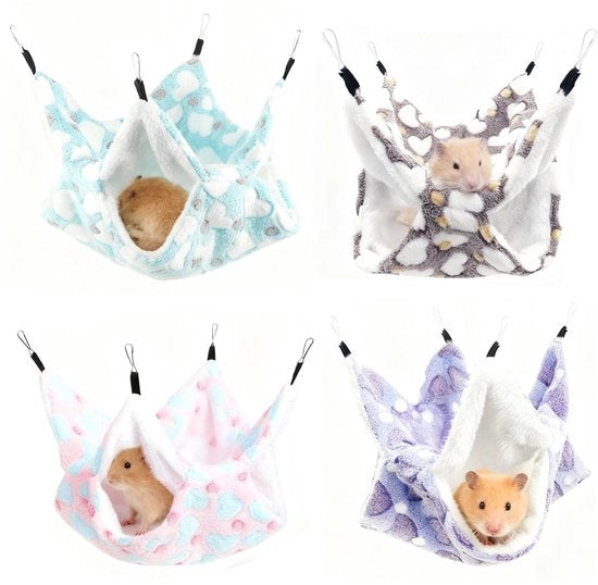 Set di 4 lettini per piccoli animali - Materiale: koraal zucchero/arctico pile - Installazione facile - Lettini per animali domestici