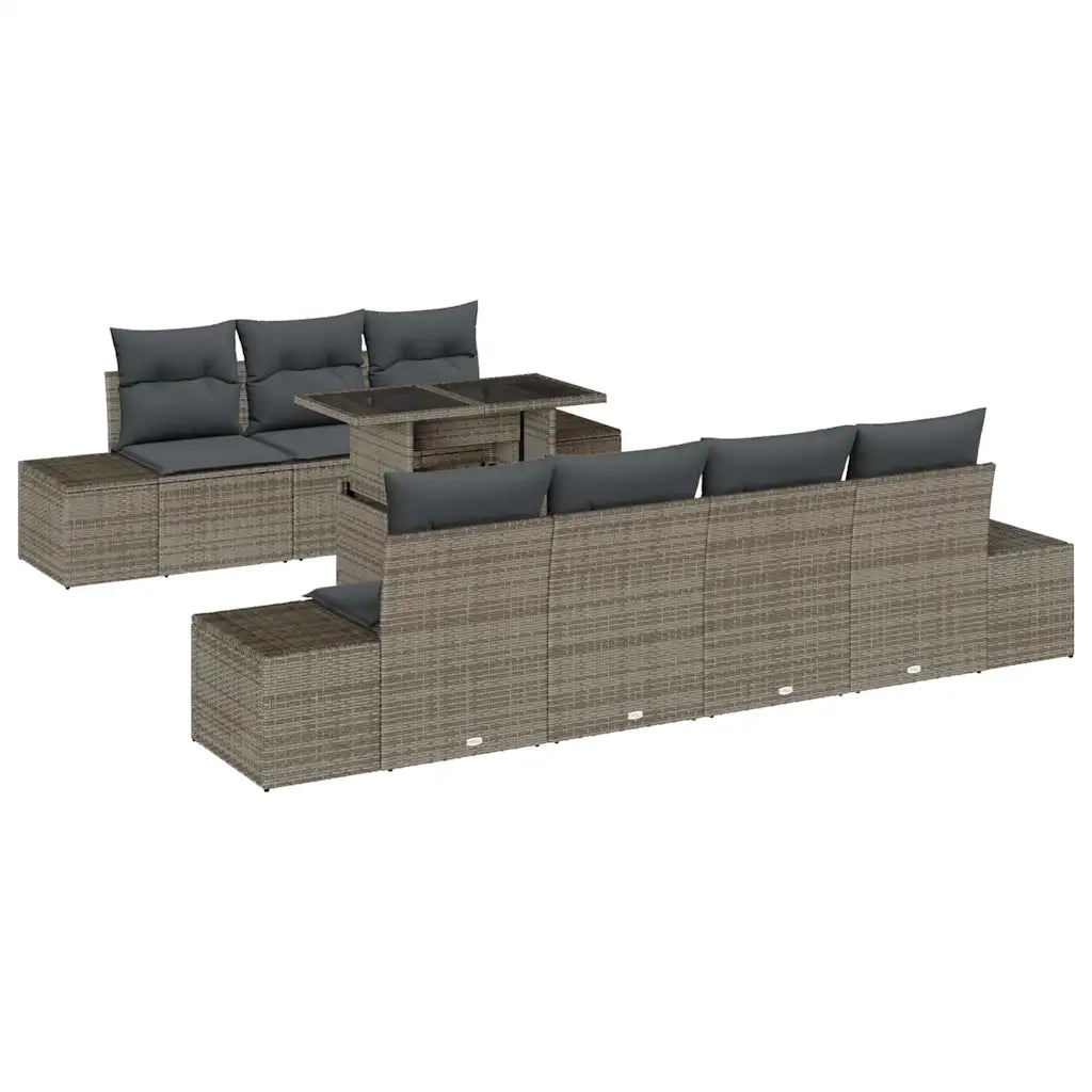 Set Divano da Giardino con cuscino 8 pcs Grigio 3357862