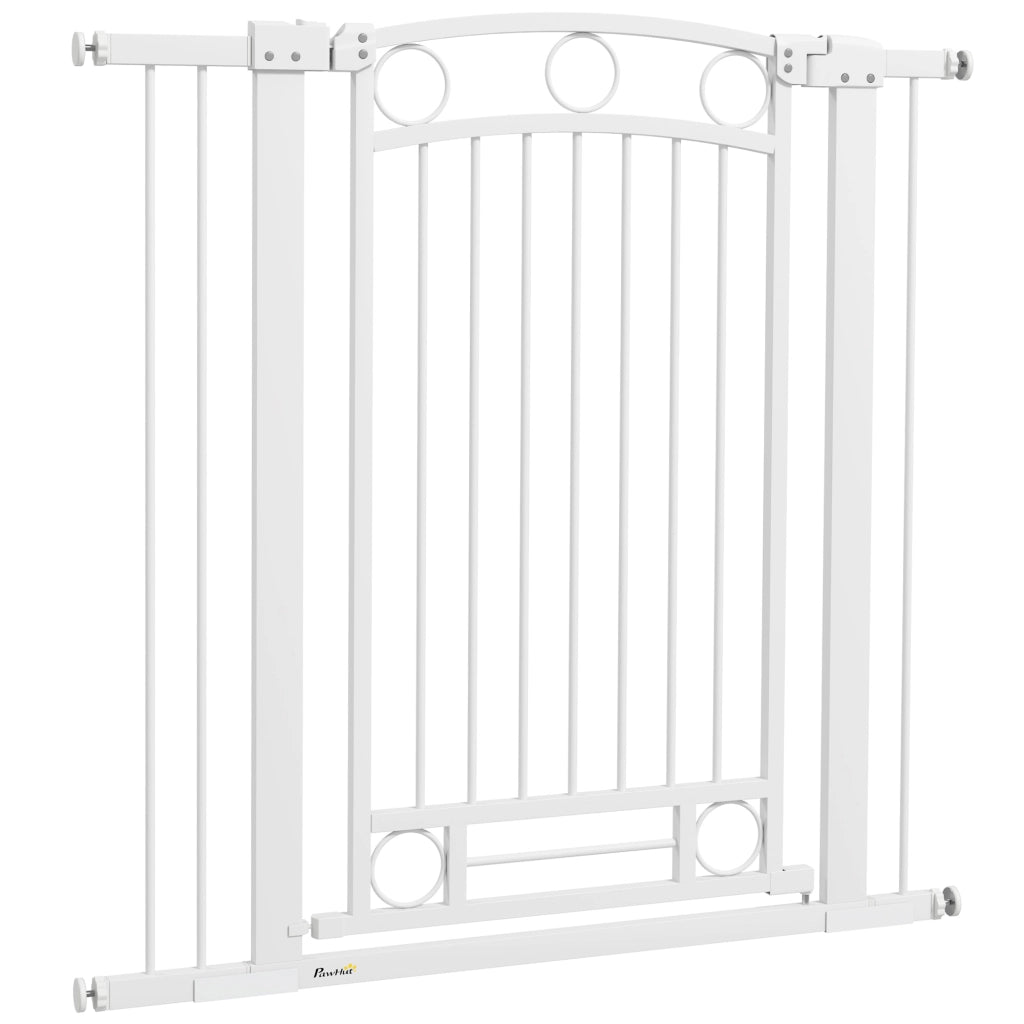 Barriera per Cani con Porta Regolabile ¨C Minimal ¨C Bianco 76-104 cm