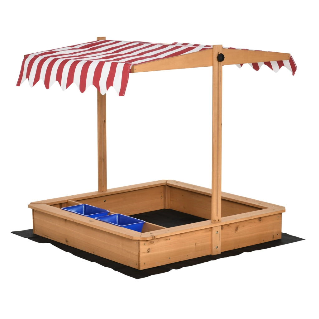 Sandbox con Copertura Regolabile ¨C Minimal ¨C Legno 107.5x107.5 cm