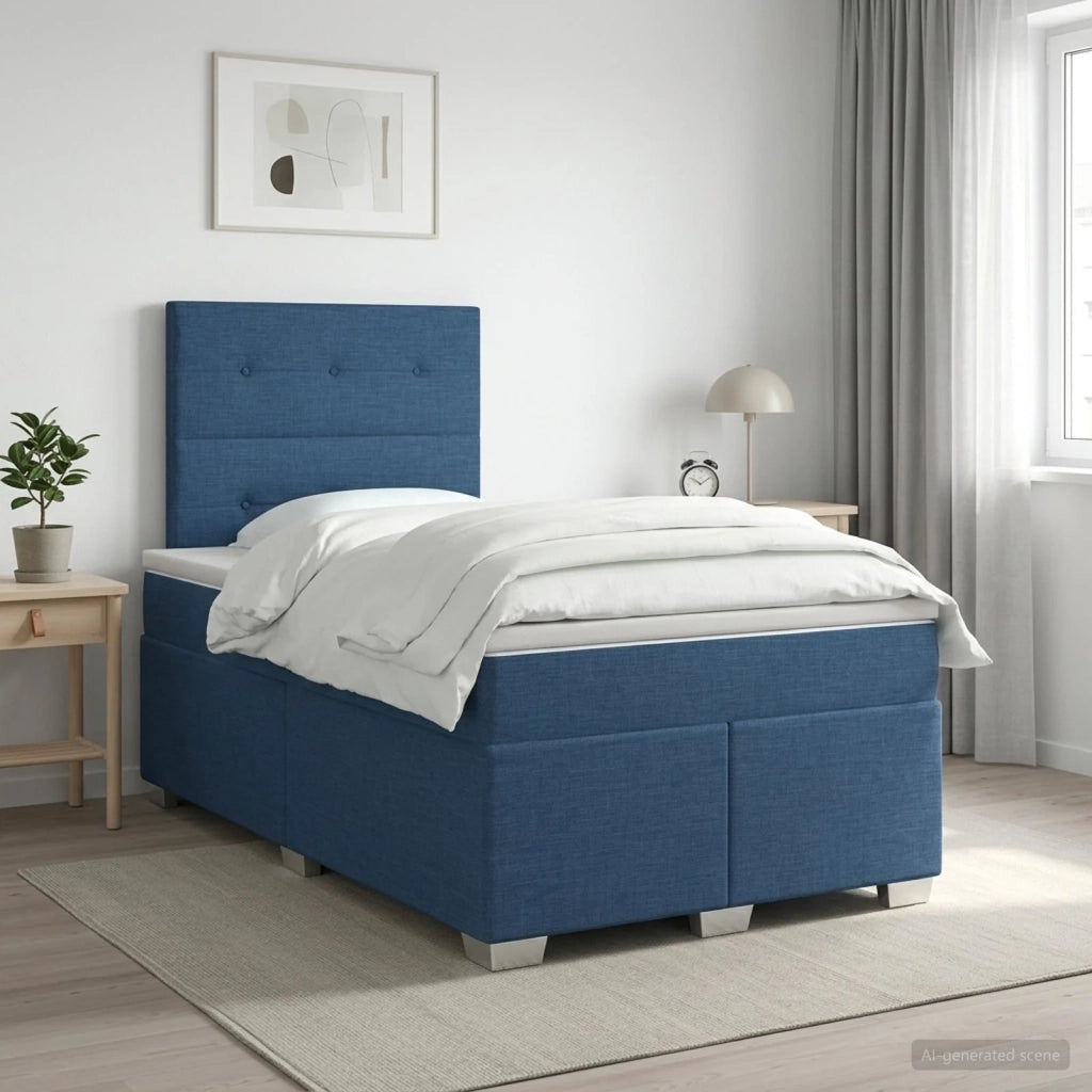 Letto box spring con materasso Blu 120 x 190 cm Tessuto 3453366