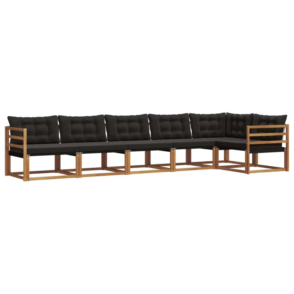 Set di divani da esterno con cuscino 6 pcs Naturale e Nero 3369495