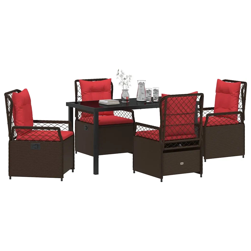 Set da Pranzo per Giardino 5 pcs Marrone polyrattan 3381046