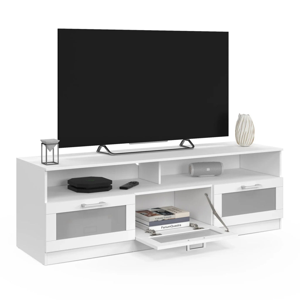 IDMarket - Mobile TV VITO 140 CM bianco ante satinate