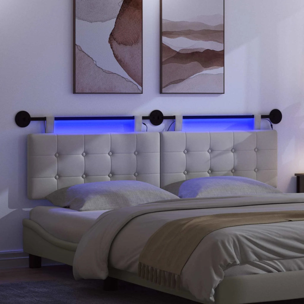 Testiera sospesa Con luce LED Bianco Similpelle 3424469
