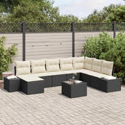 Set Divano da Giardino con cuscino 9 pcs Nero polyrattan 3347187