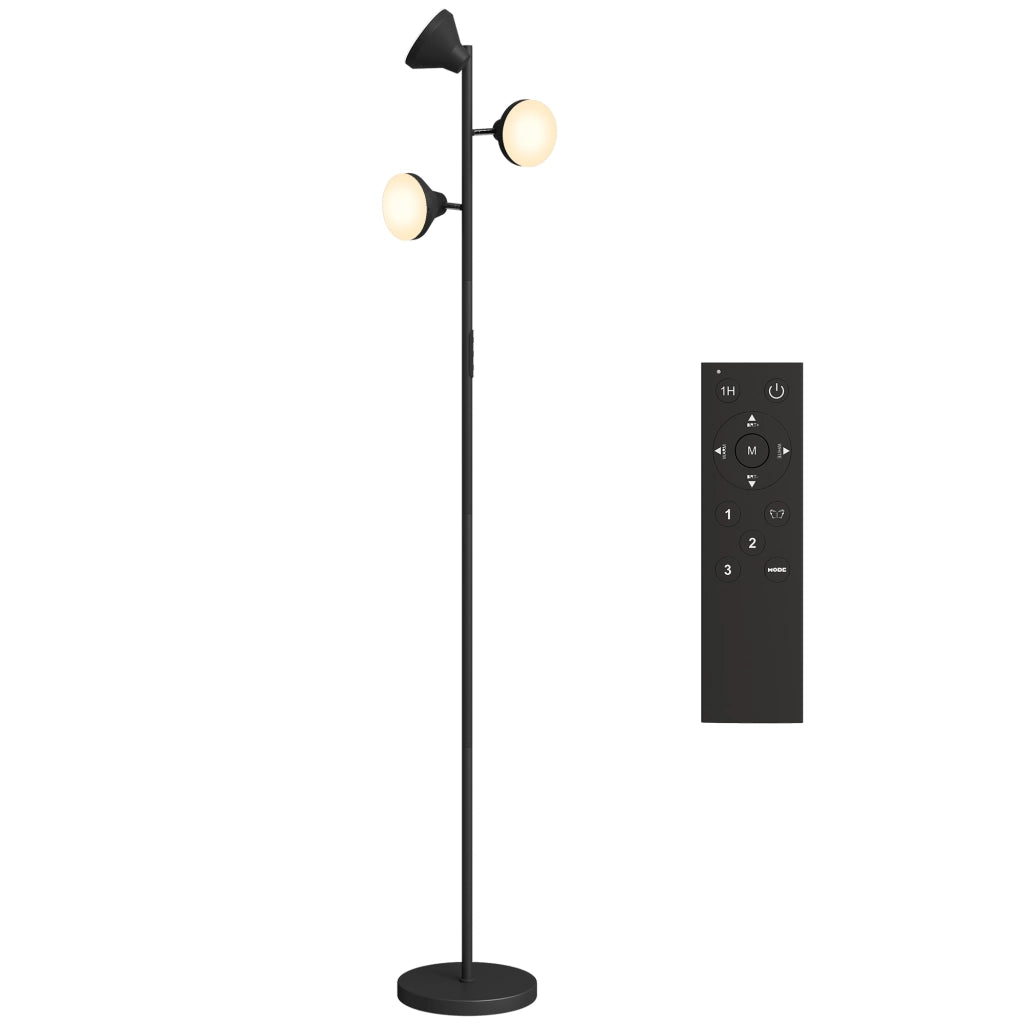 Lampada da Terra con 3 Teste Regolabili ¨C Xylo ¨C Telecomando Timer Acciaio Plastica ?25x170cm Nero
