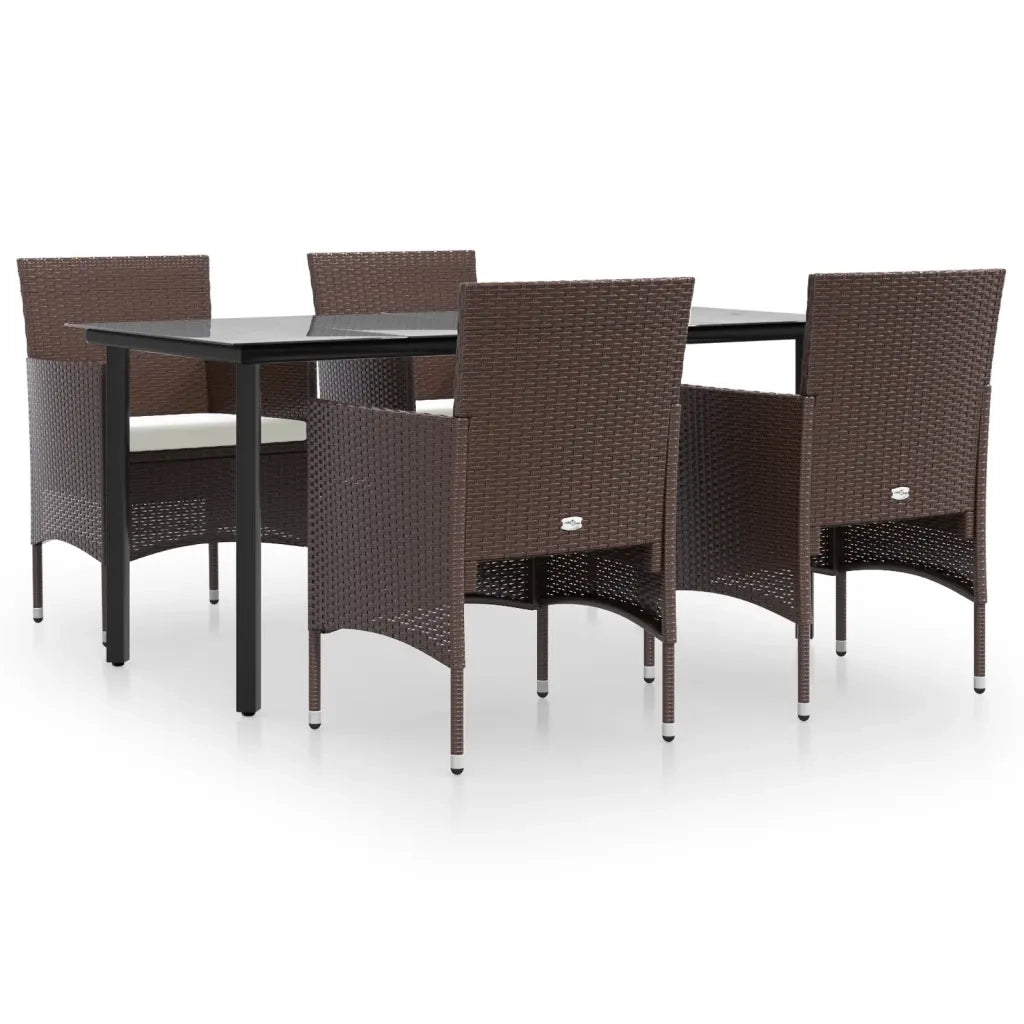 Set da Pranzo da Giardino 5 pz con Cuscini Marrone e Nero 3156612